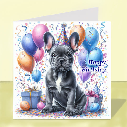 French Bulldog Birthday Card (Various Colours)