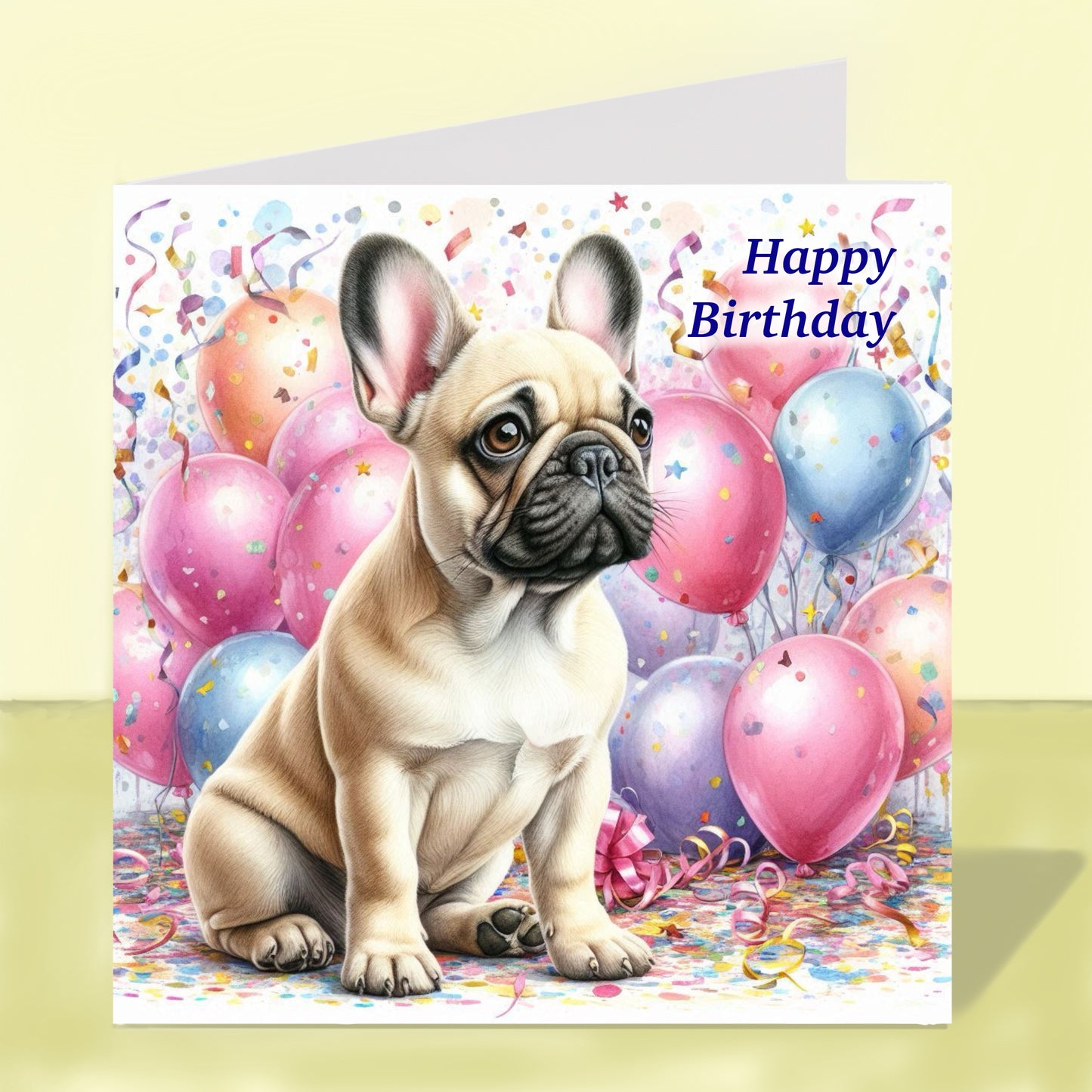 French Bulldog Birthday Card (Various Colours)