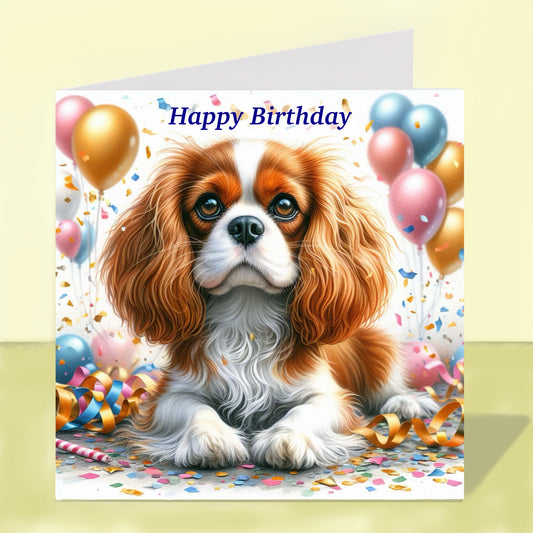 Cavalier King Charles Spaniel Birthday Card (Various Colours)