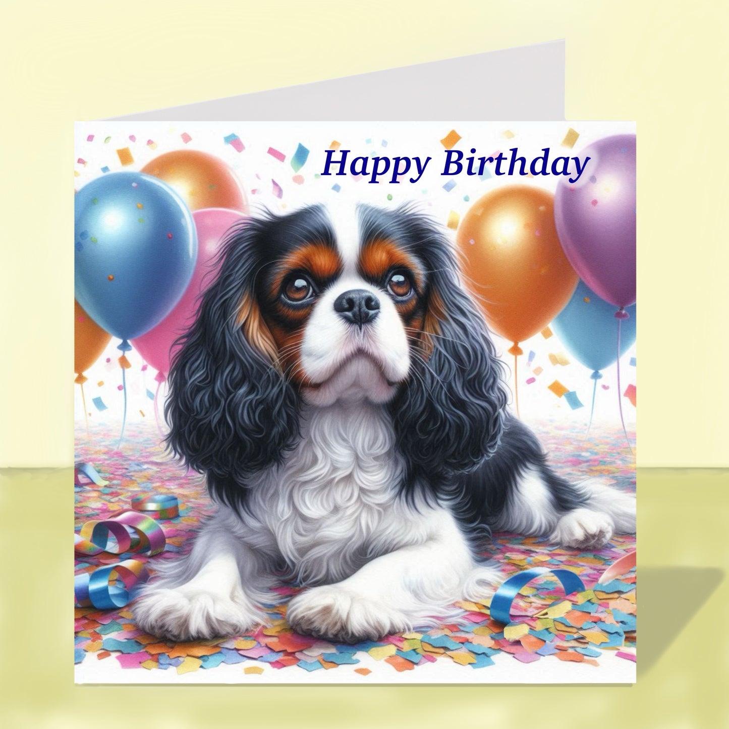 Cavalier King Charles Spaniel Birthday Card (Various Colours)