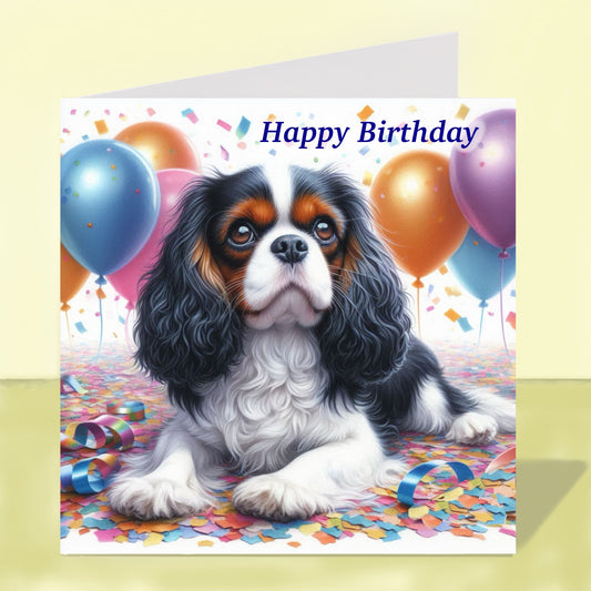 Cavalier King Charles Spaniel Birthday Card (Various Colours)