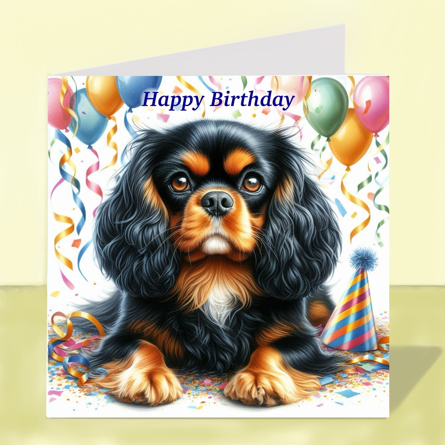 Cavalier King Charles Spaniel Birthday Card (Various Colours)