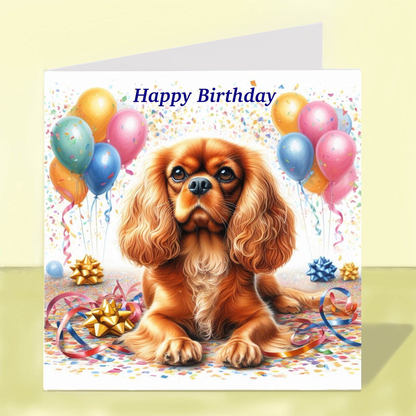 Cavalier King Charles Spaniel Birthday Card (Various Colours)