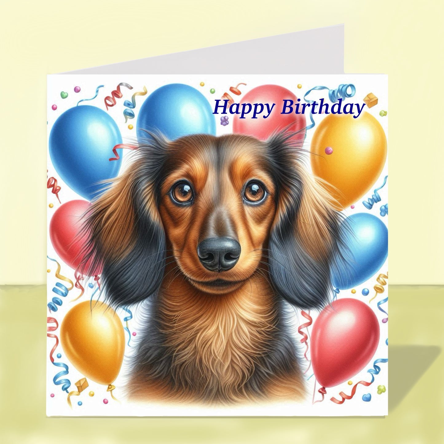 Longhaired Dachshund - Birthday Card