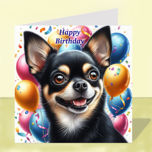 Chihuahua Shorthaired Birthday Card (Various Colours)