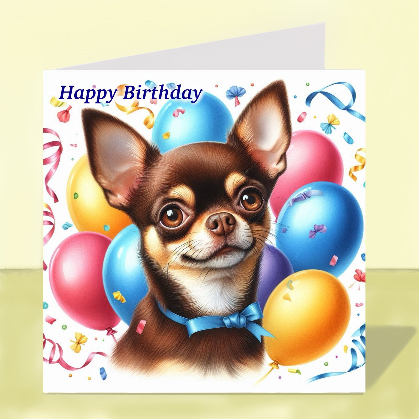 Chihuahua Shorthaired Birthday Card (Various Colours)