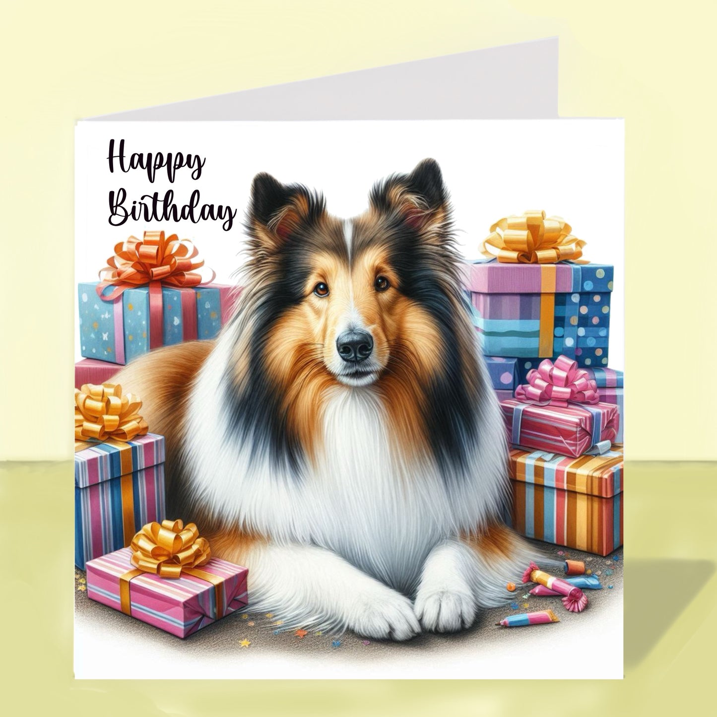 Rough Collie Birthday Card