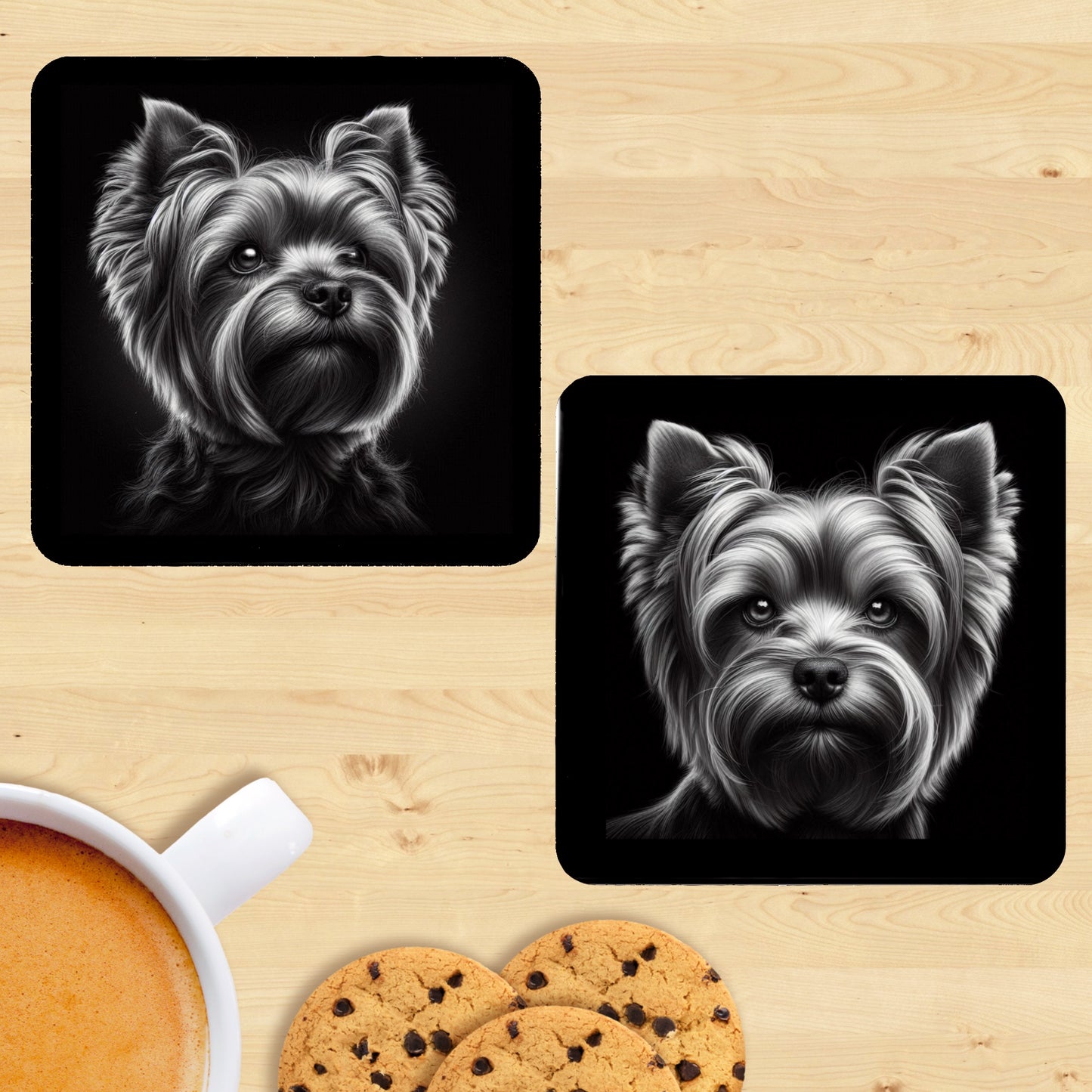 Yorkshire Terrier - Black & White Coasters (Set of 2)