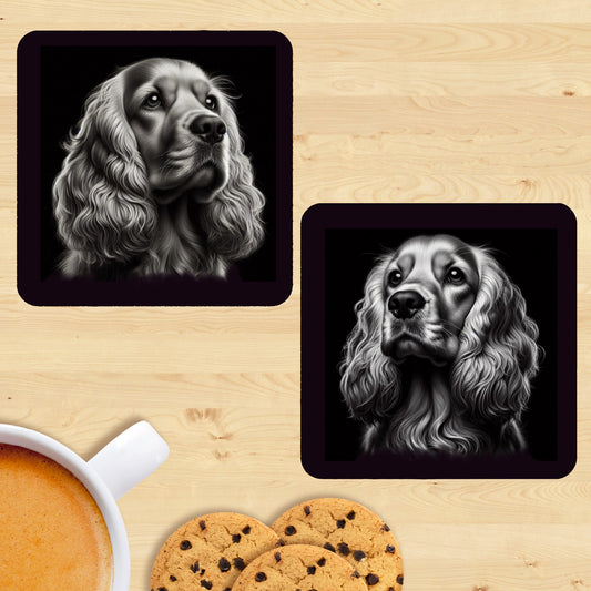 Cocker Spaniel - Black & White Coasters (Set of 2)