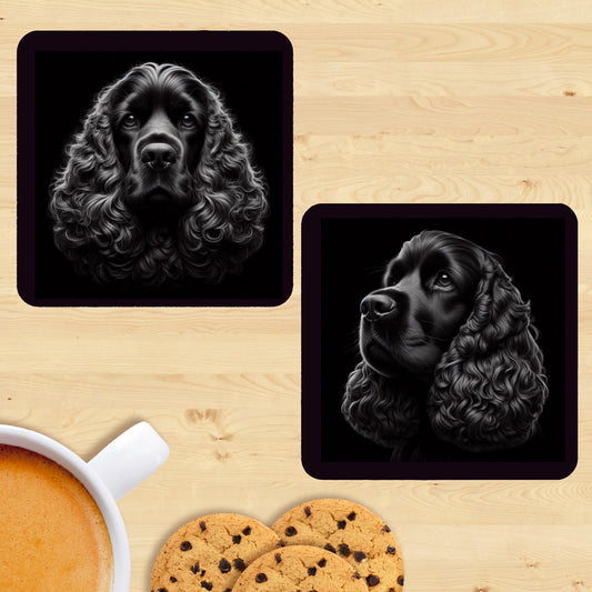 Cocker Spaniel - Black & White Coasters (Set of 2)