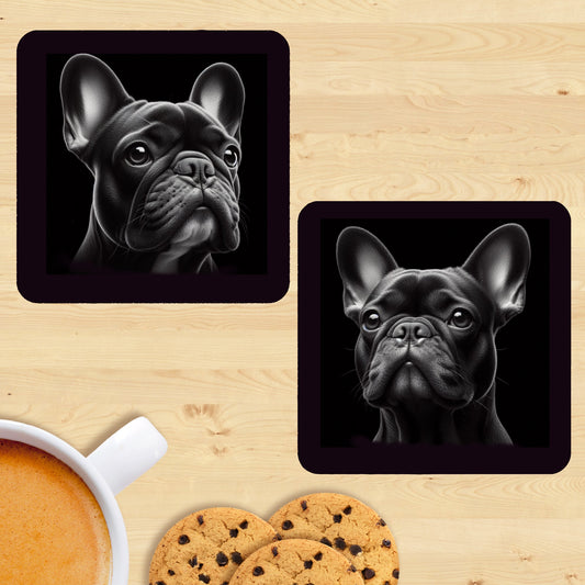 French Bulldog - Black & White Coasters (Set of 2)