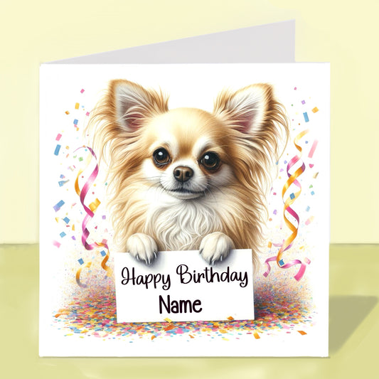 Longhaired Chihuahua Birthday Card - Personalised