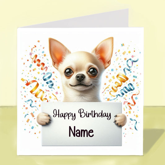 Shorthaired Chihuahua Birthday Card - Personalised