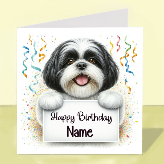 Shih Tzu Birthday Card - Personalised (Various colours)