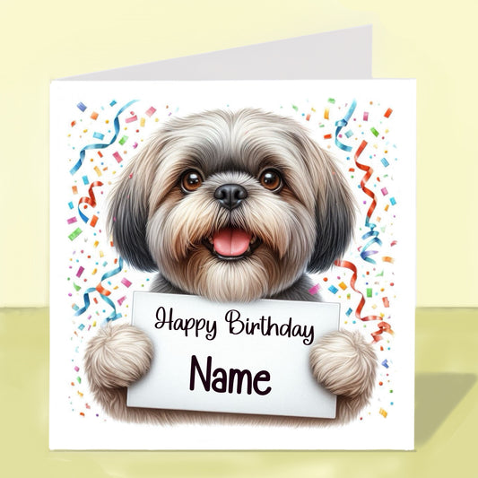Shih Tzu Birthday Card - Personalised (Various colours)