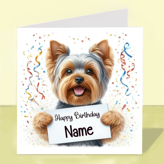 Yorkshire Terrier Birthday Card - Personalised