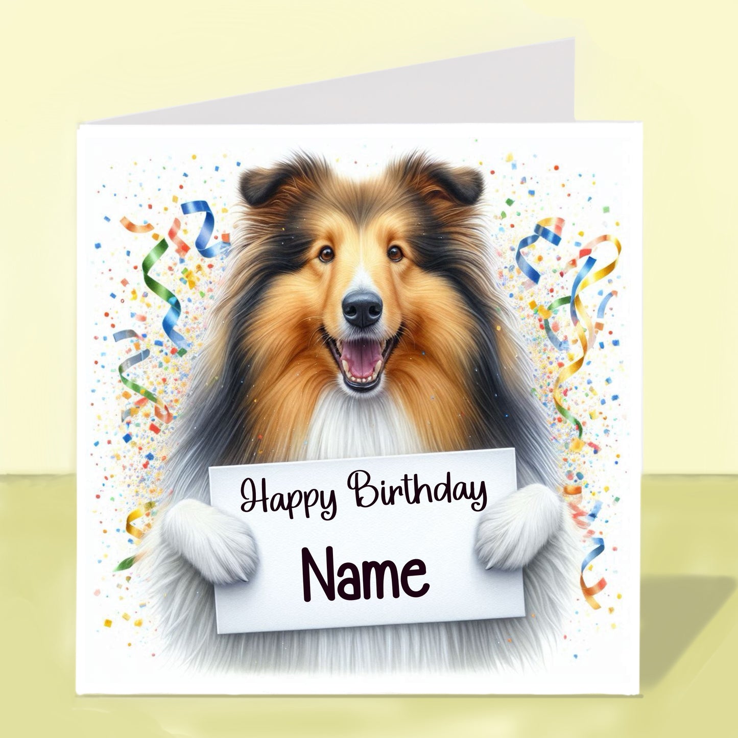 Rough Collie Birthday Card - Personalised