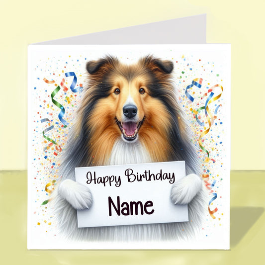 Rough Collie Birthday Card - Personalised