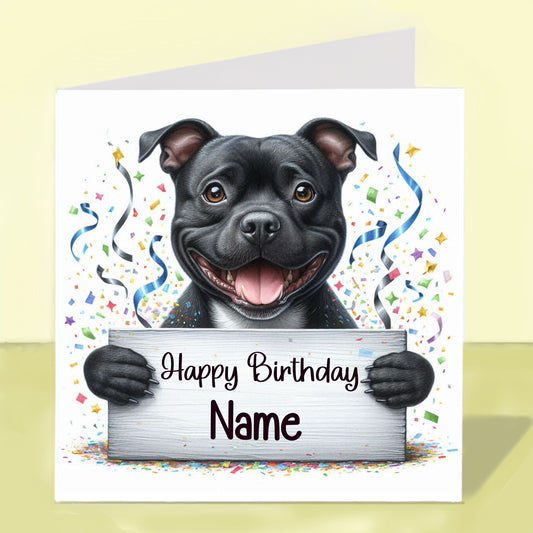 Staffordshire Bull Terrier Birthday Card - Personalised