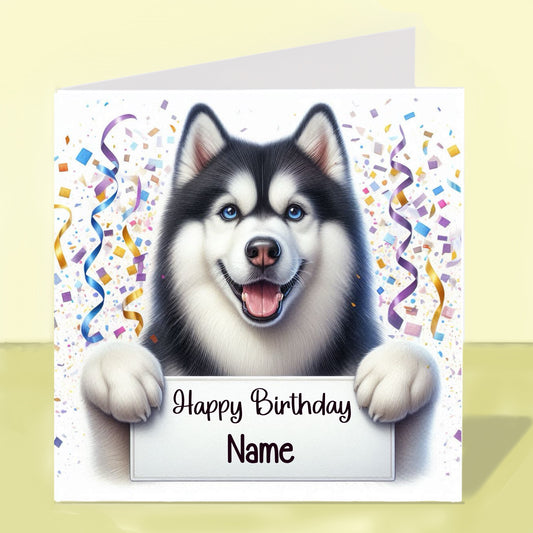 Siberian Husky Birthday Card - Personalised