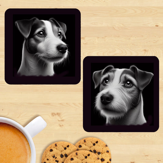 Jack Russell - Black & White Coasters (Set of 2)