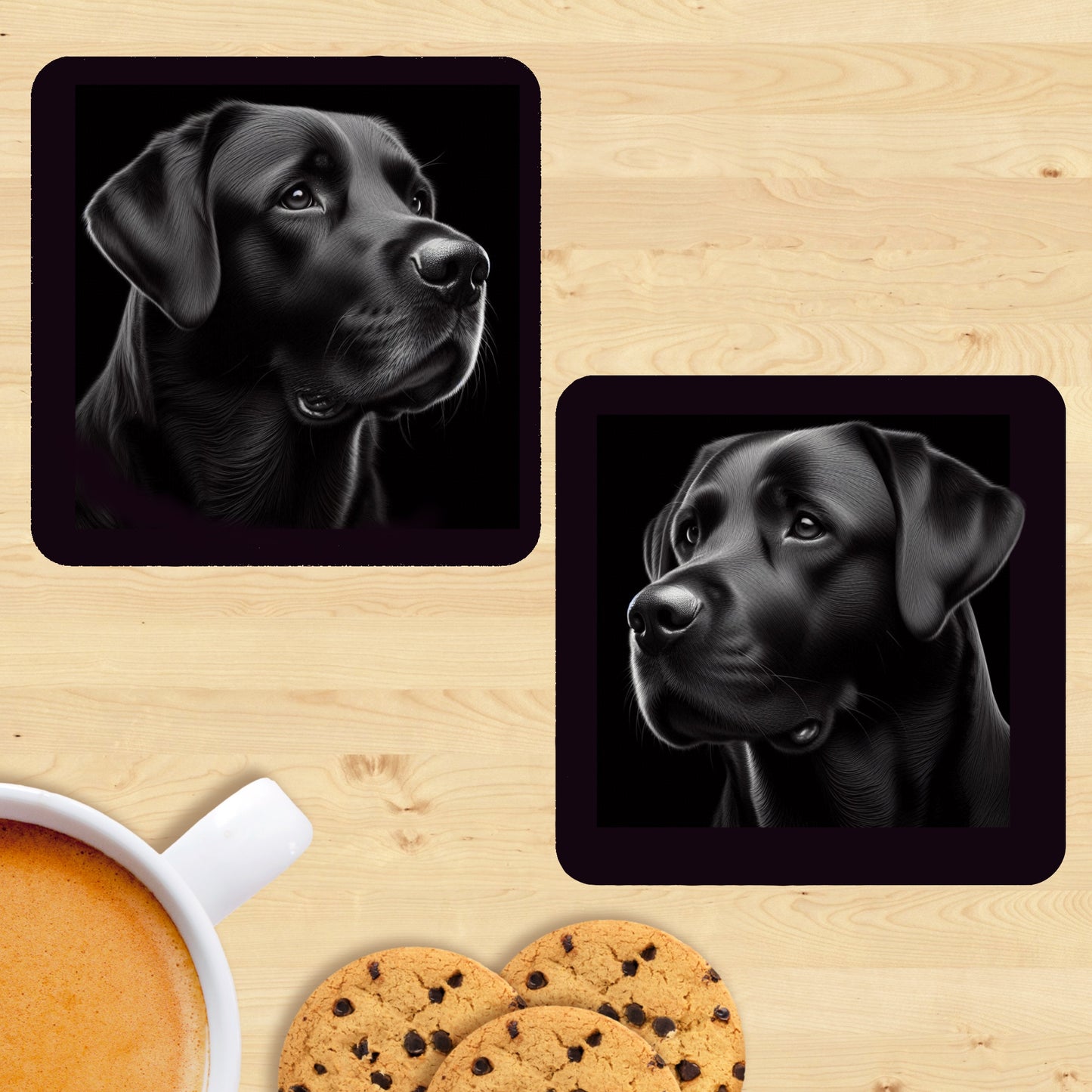 Labrador - Black & White Coasters (Set of 2)
