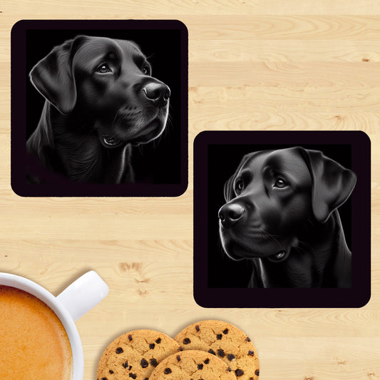 Labrador - Black & White Coasters (Set of 2)