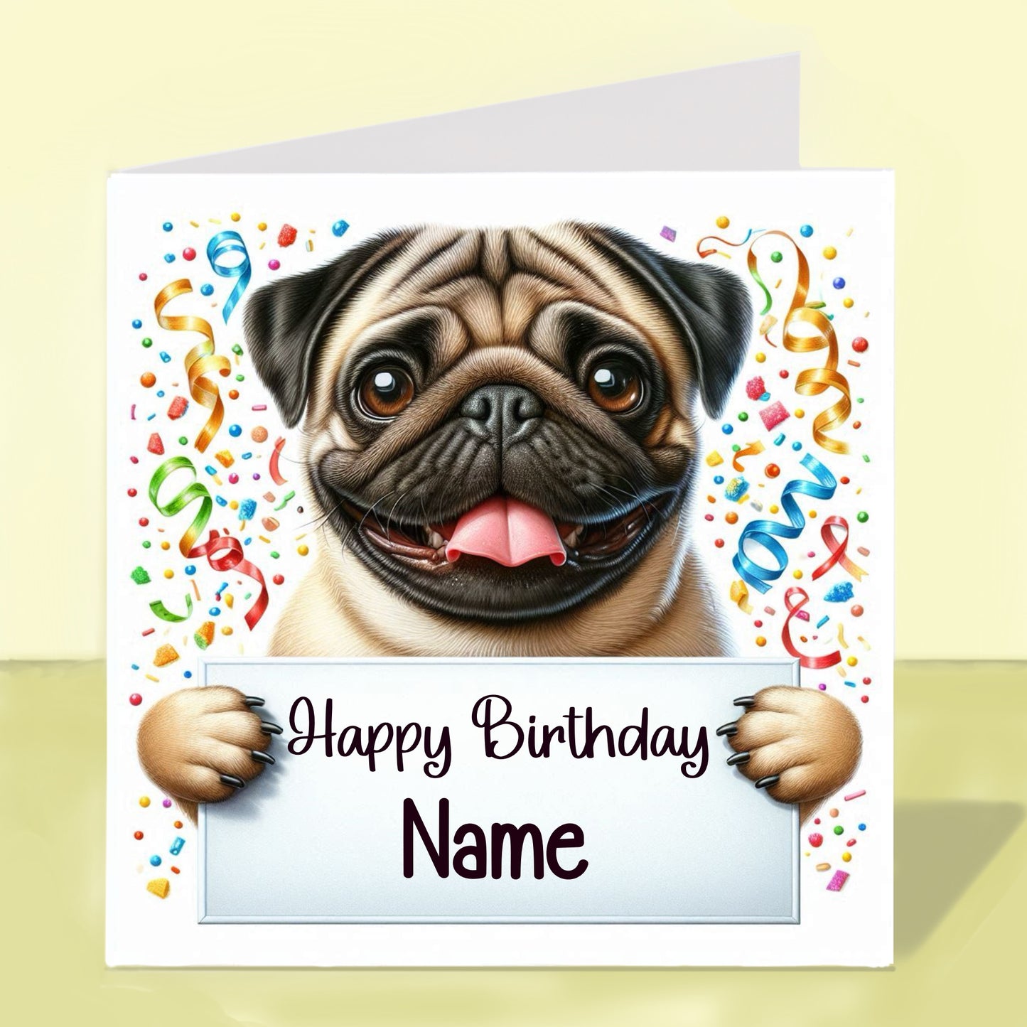 Pug Birthday Card - Personalised