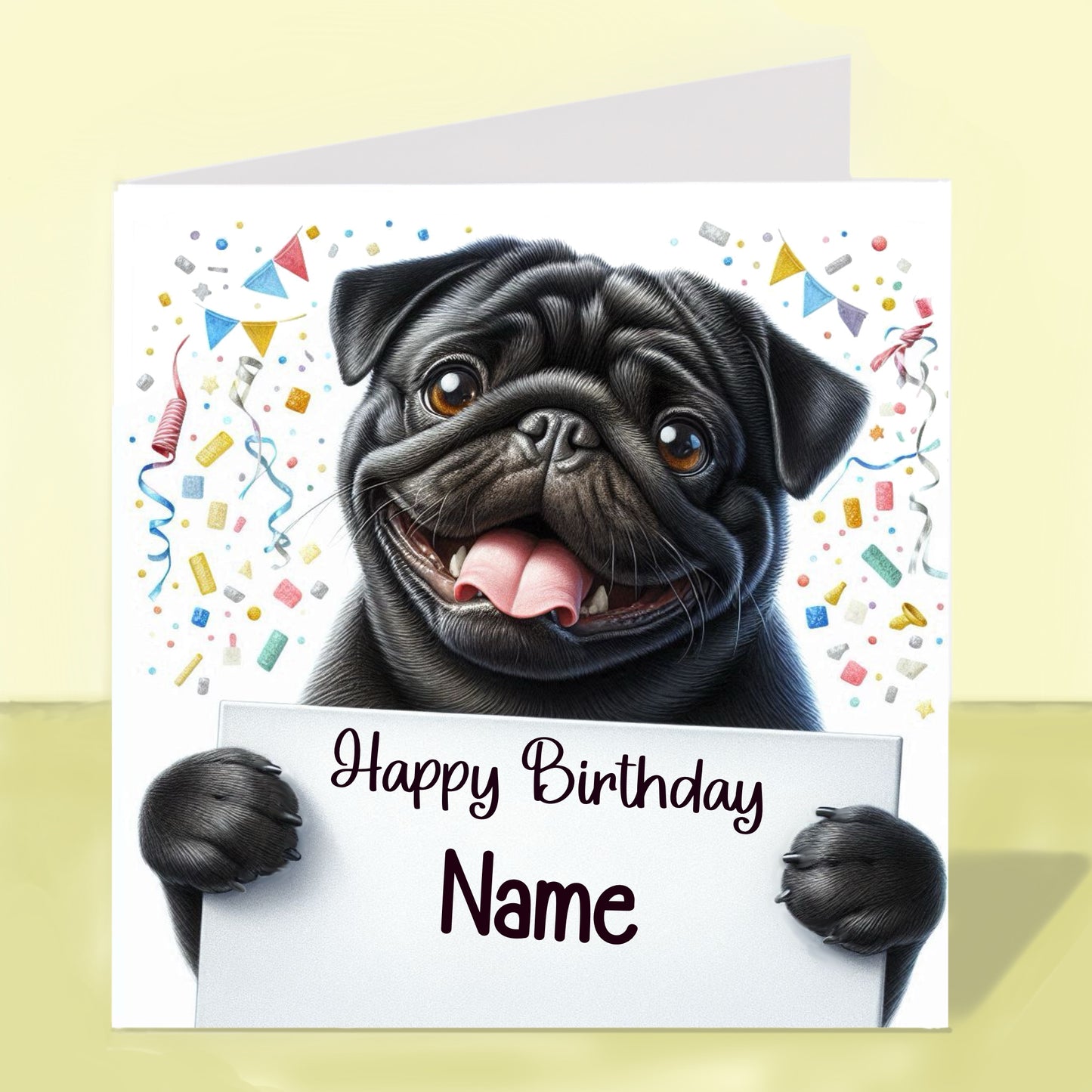 Pug Birthday Card - Personalised