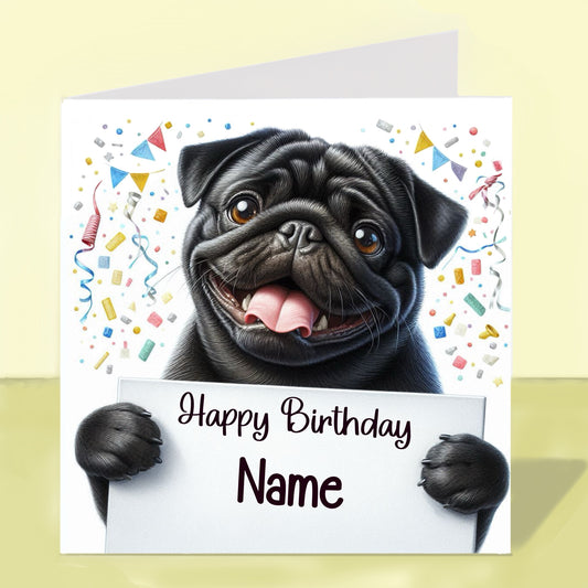 Pug Birthday Card - Personalised