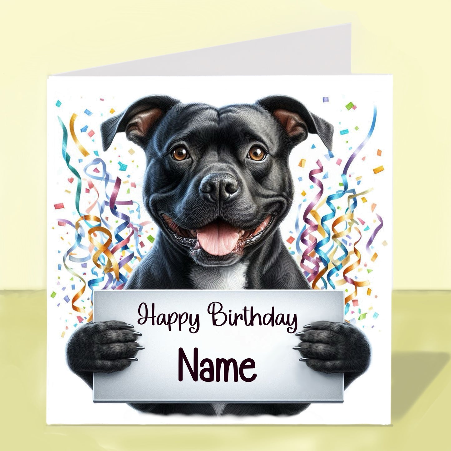 Staffordshire Bull Terrier Birthday Card - Personalised