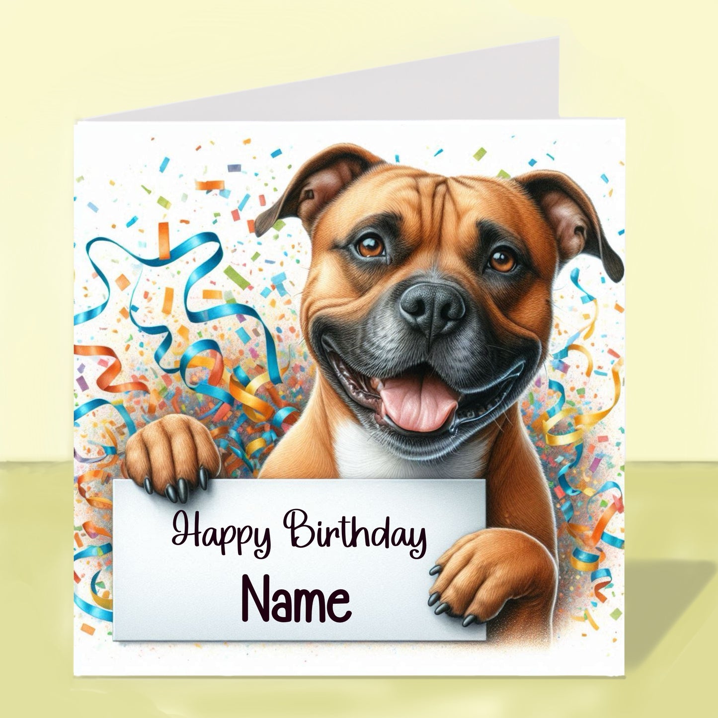 Staffordshire Bull Terrier Birthday Card - Personalised