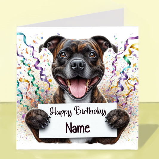 Staffordshire Bull Terrier Birthday Card - Personalised