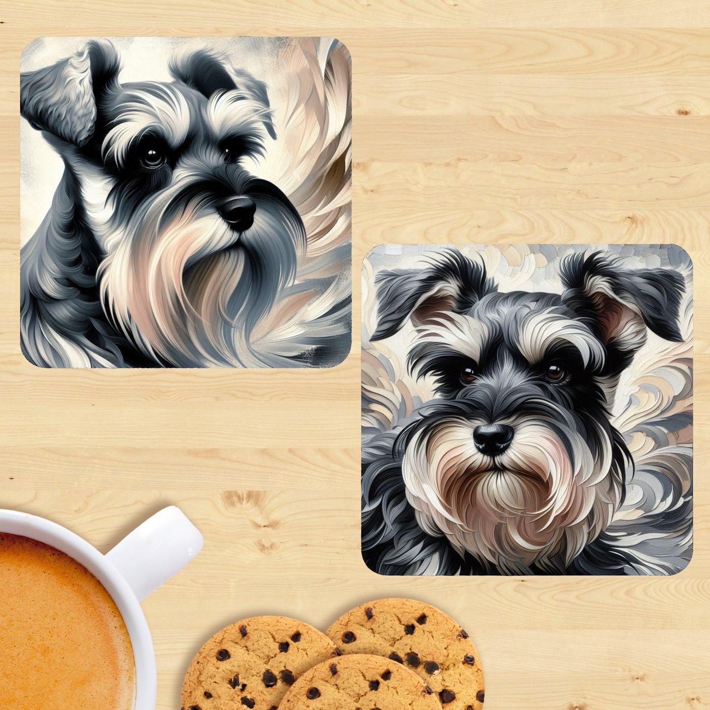 Miniature Schnauzer - Soft Realism Coasters (Set of 2)
