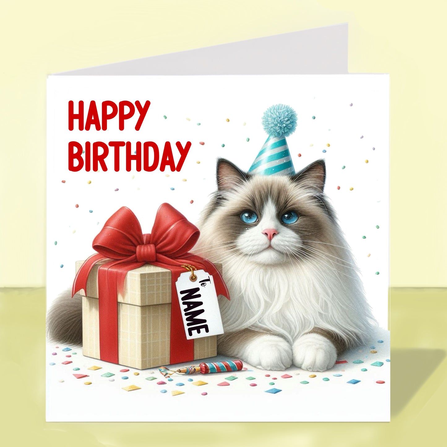 Ragdoll Cat Birthday Card - Personalised