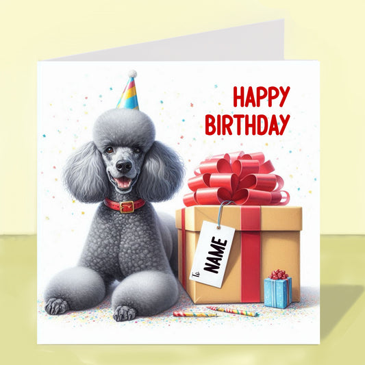 Standard Poodle Birthday Card - Personalised
