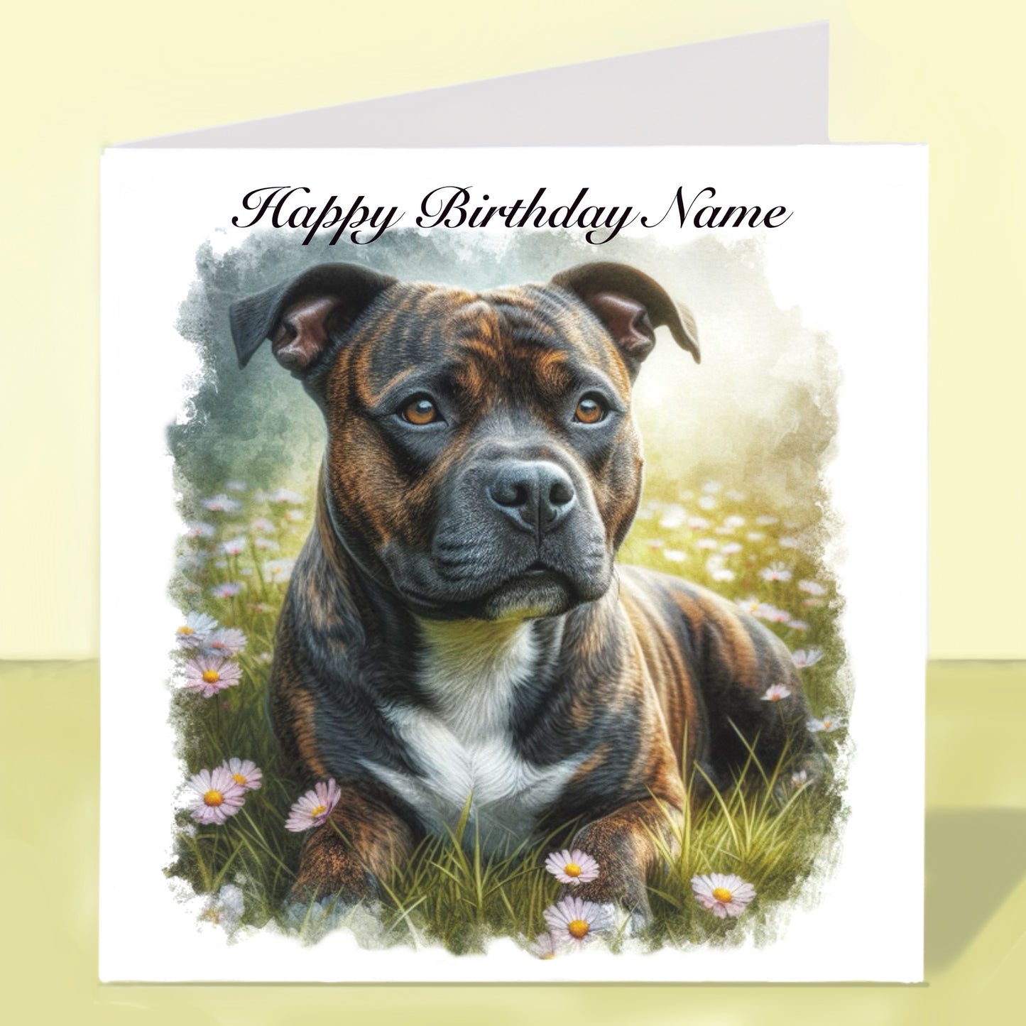 Staffordshire Bull Terrier Birthday Card - Personalised