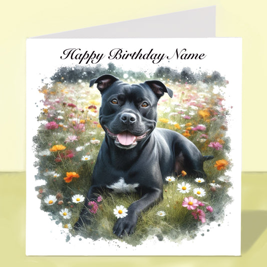 Staffordshire Bull Terrier Birthday Card - Personalised