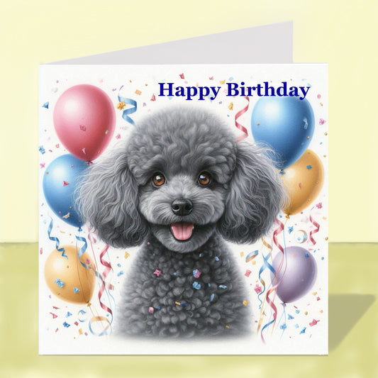 Miniature Poodle - Birthday Card (Various Colours)