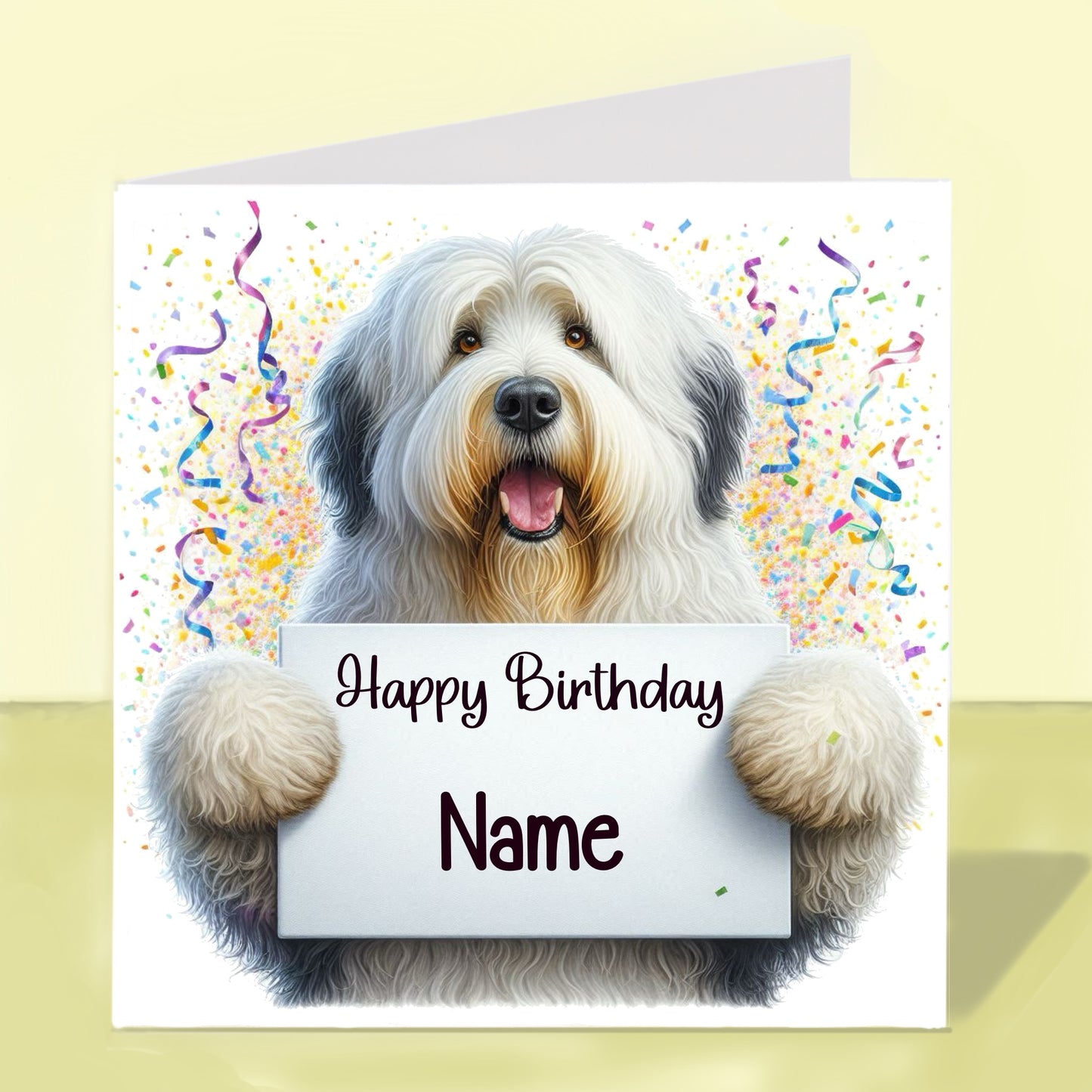 Old English Sheepdog Birthday Card - Personalised