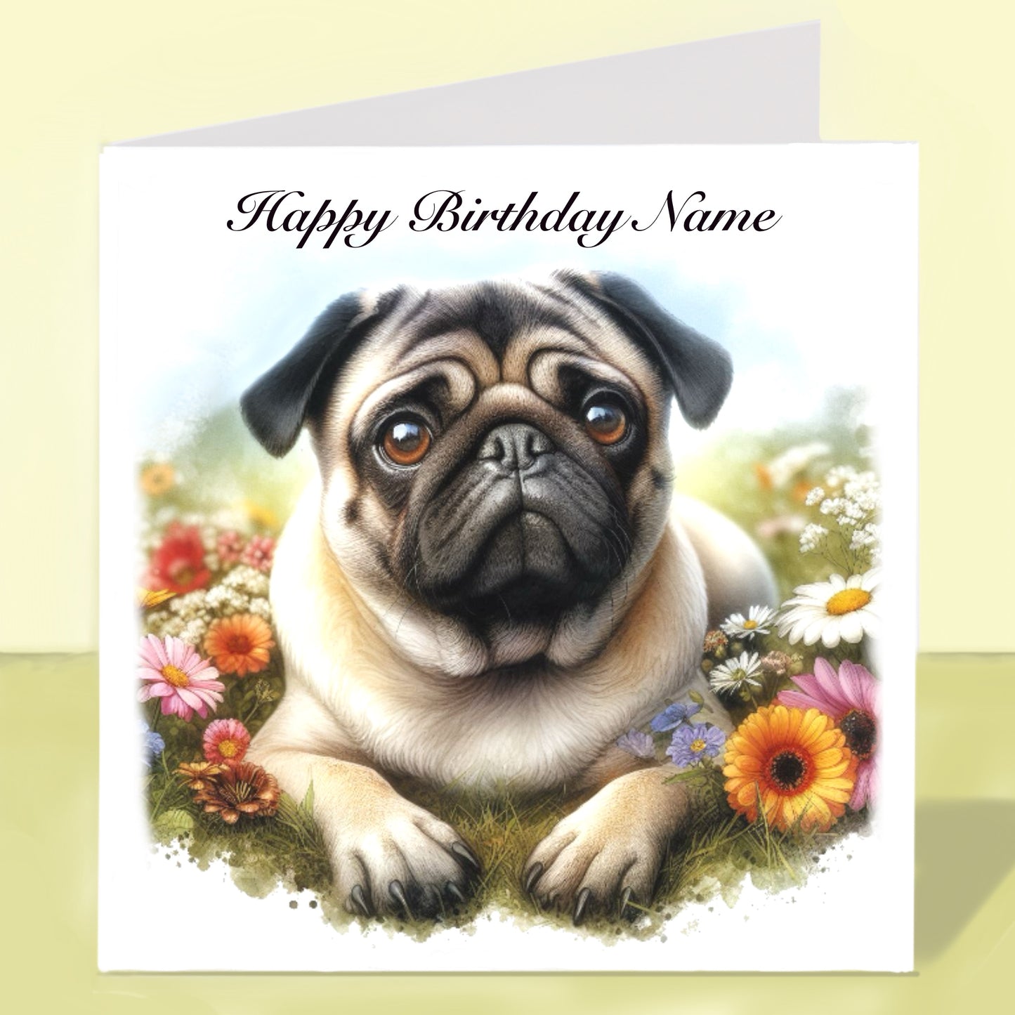 Pug Birthday Card - Personalised