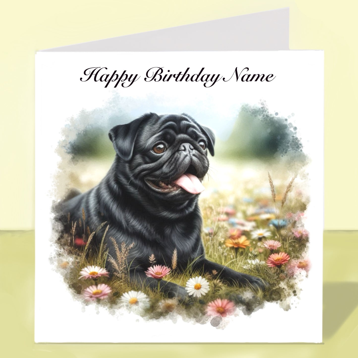 Pug Birthday Card - Personalised
