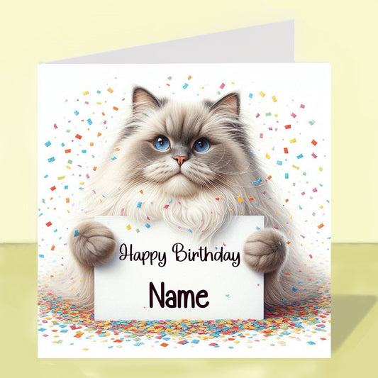 Ragdoll Cat Birthday Card - Personalised
