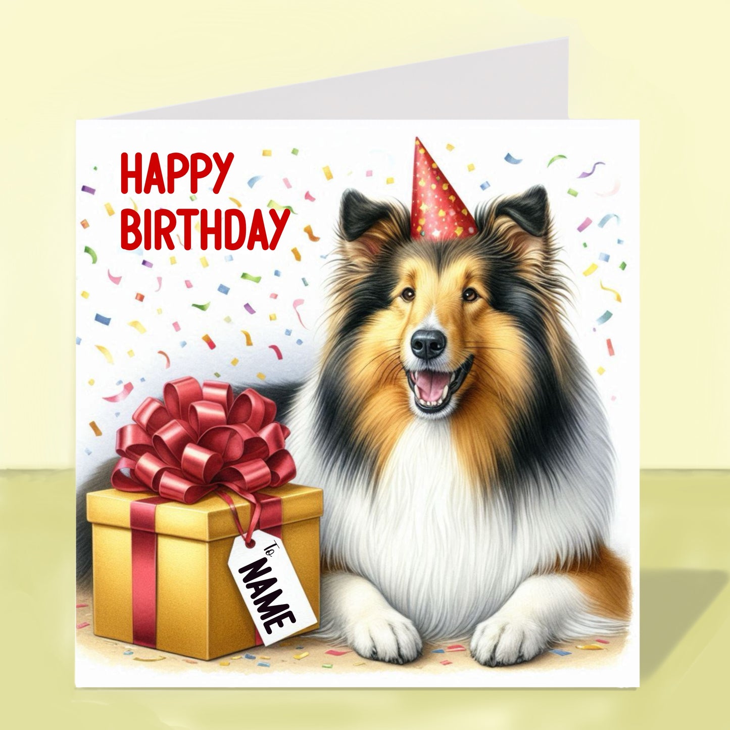Rough Collie Birthday Card - Personalised