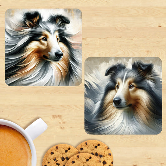 Rough Collie - Soft Realism Coasters (Set of 2)