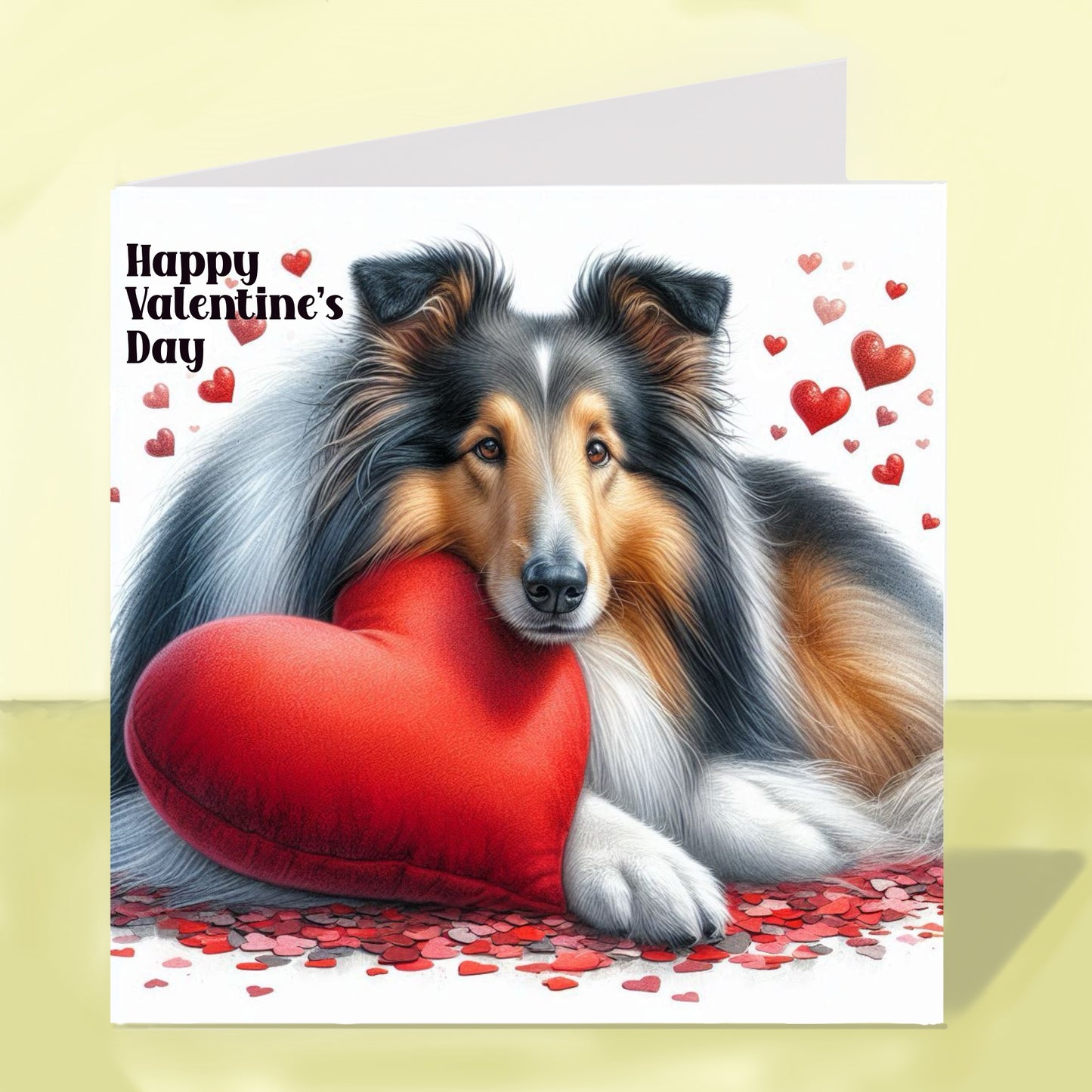 Rough Collie Valentine's Day Card