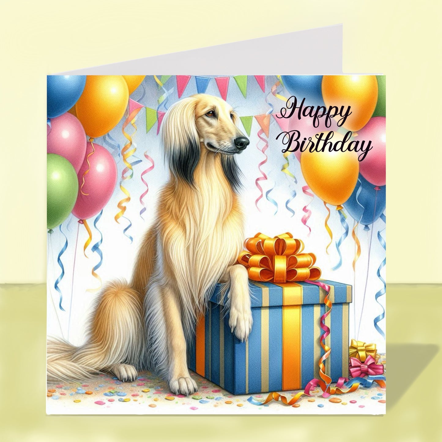 Saluki Birthday Card (Various Colours)