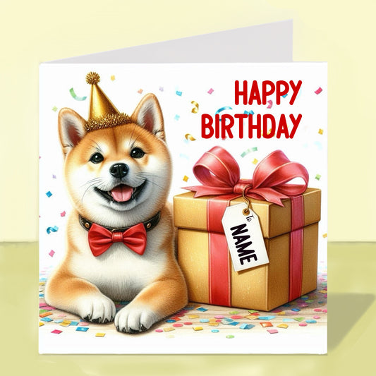 Shiba Inu Birthday Card - Personalised