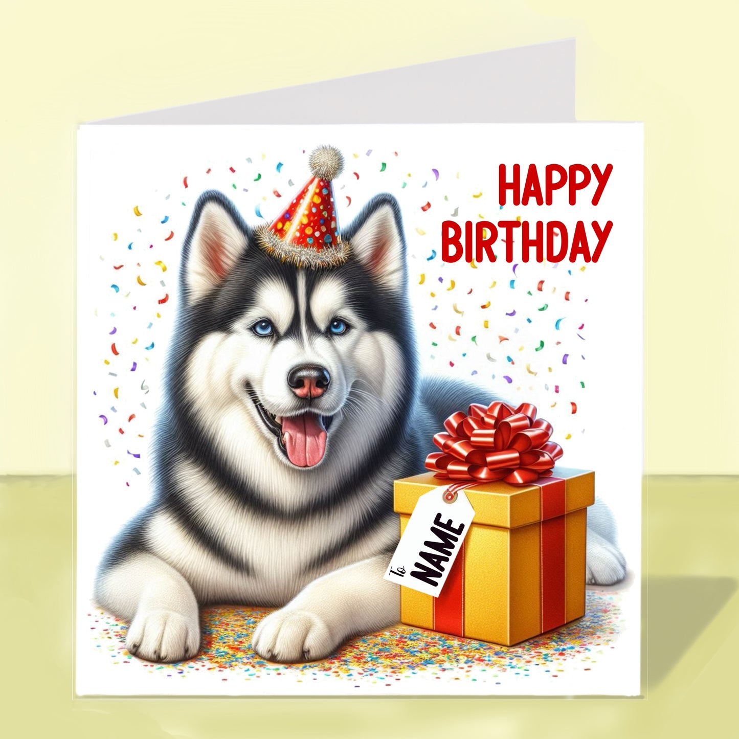 Siberian Husky Birthday Card - Personalised