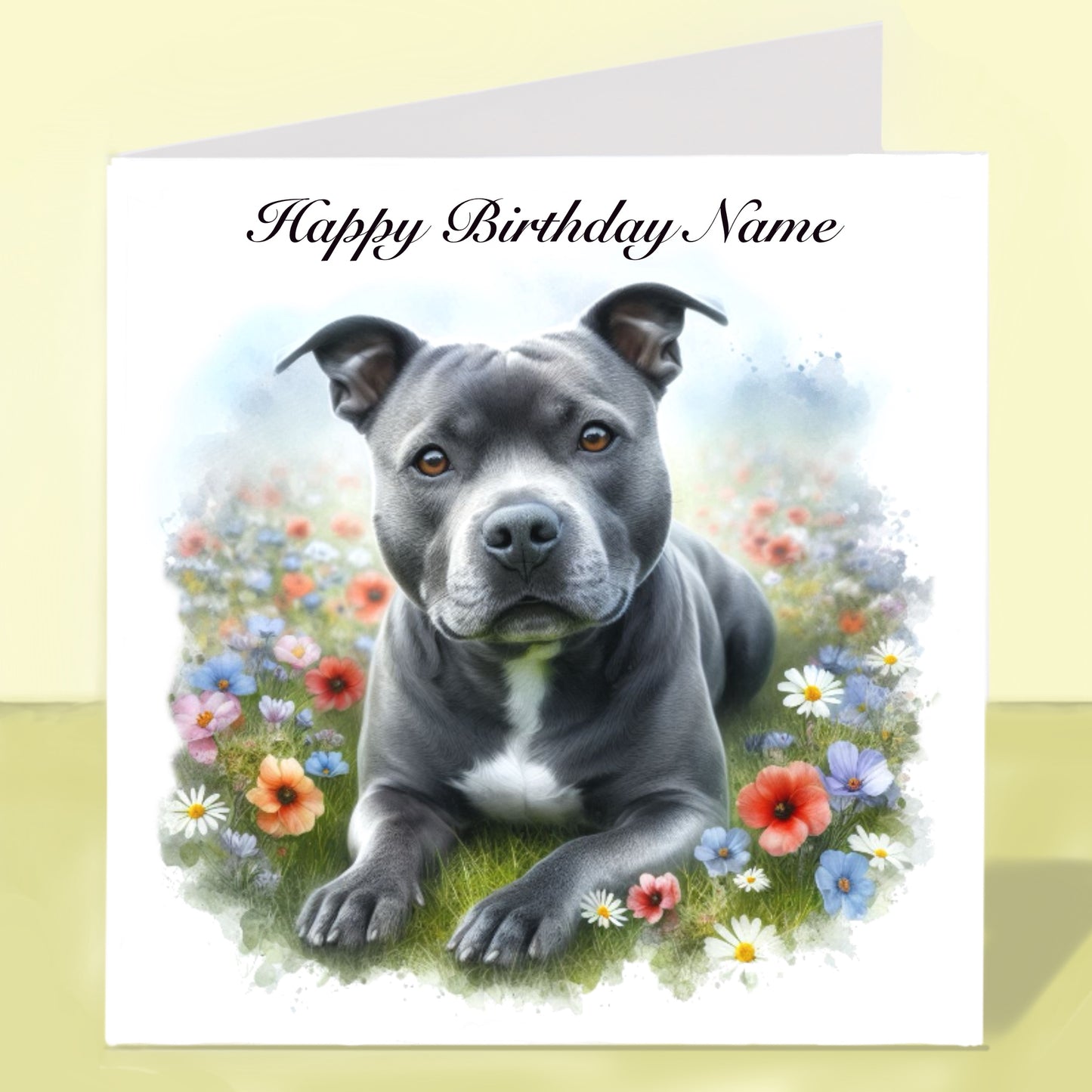 Staffordshire Bull Terrier Birthday Card - Personalised
